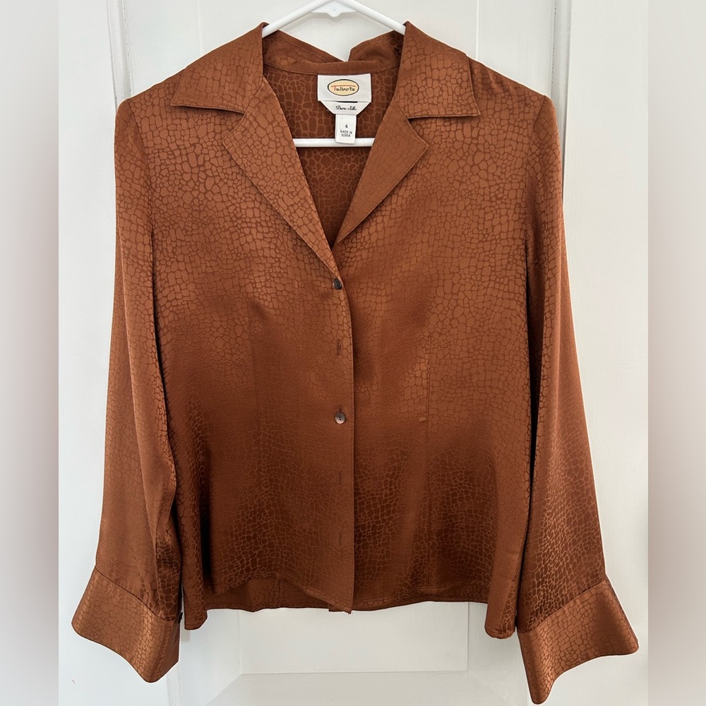 Vintage Talbots Silk Button Up Blouse Size 4